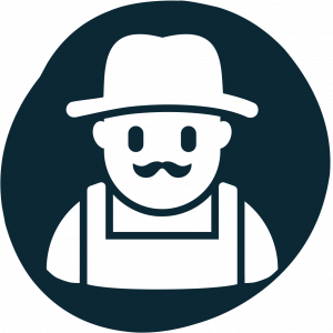 Bauer als Symbol für Produkte von kleinen Produzenten und landwirtschaftlichen Betrieben