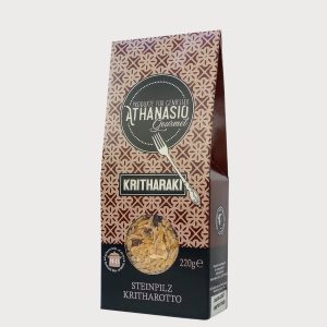 Griechisches Kritharotto mit Steinpilzen – cremiger Genuss wie bei Giagia.