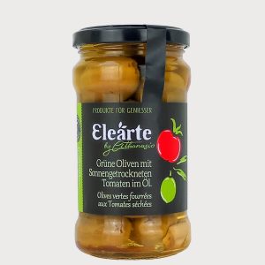 Griechische grüne Oliven mit sonnengetrockneten Tomaten – Elearte by Athanasio.