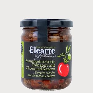 Sonnengetrocknete Tomaten mit Oliven & Kapern von Elearte by Athanasio – mediterraner Genuss.