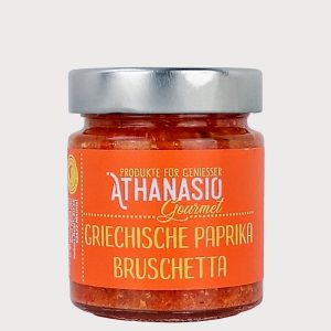 Bruschetta mit gerösteter Paprika & Käse – mediterraner Genuss von ATHANASIO Gourmet.